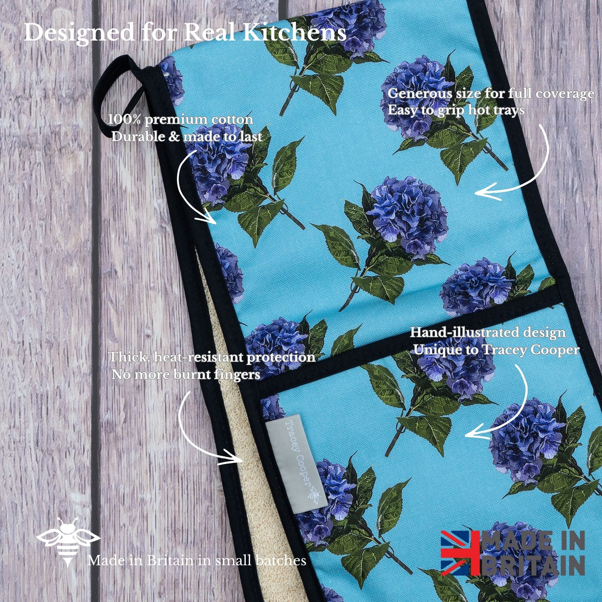 Hydrangea Double Oven Gloves