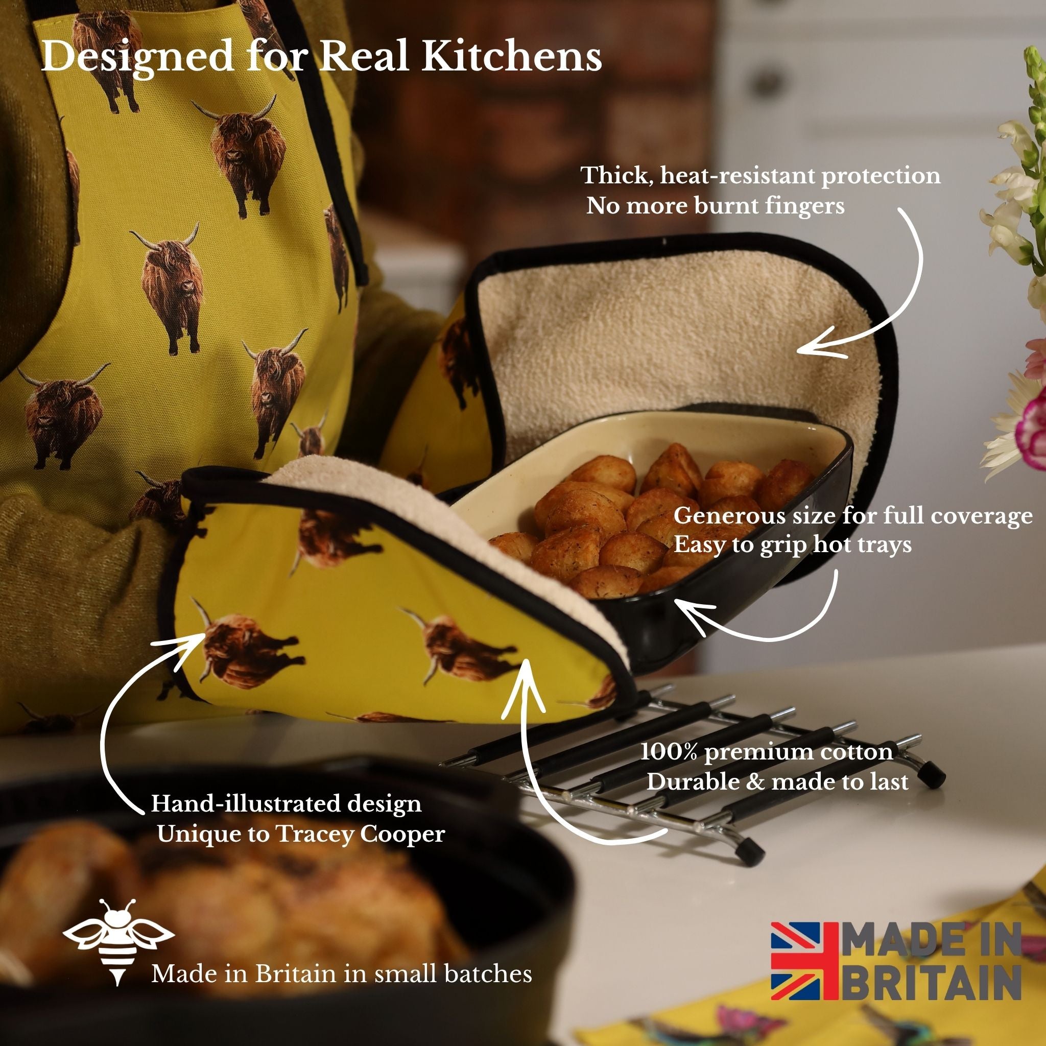 Highland Cow Double Oven Gloves