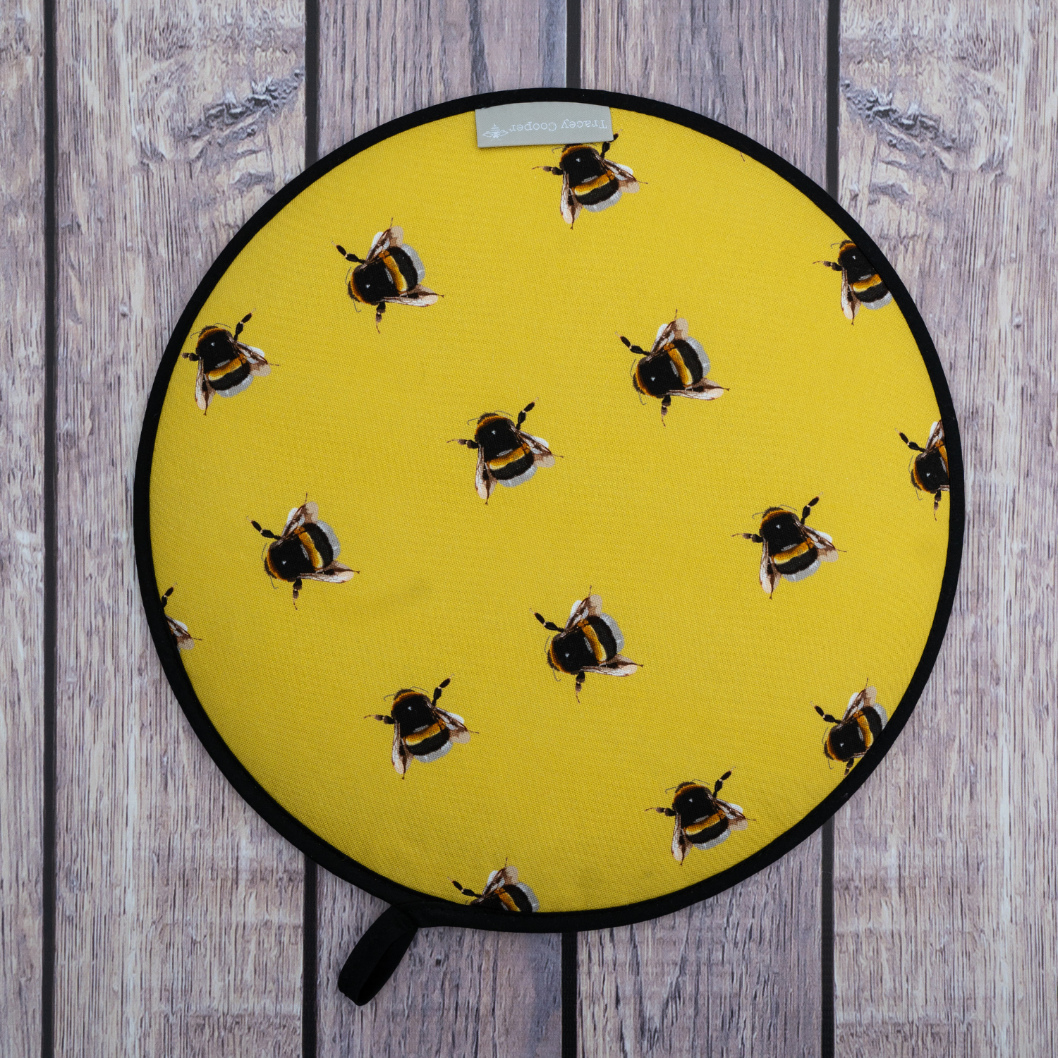 Bumble bee Aga hob cover with padded cotton and terry towelling backing