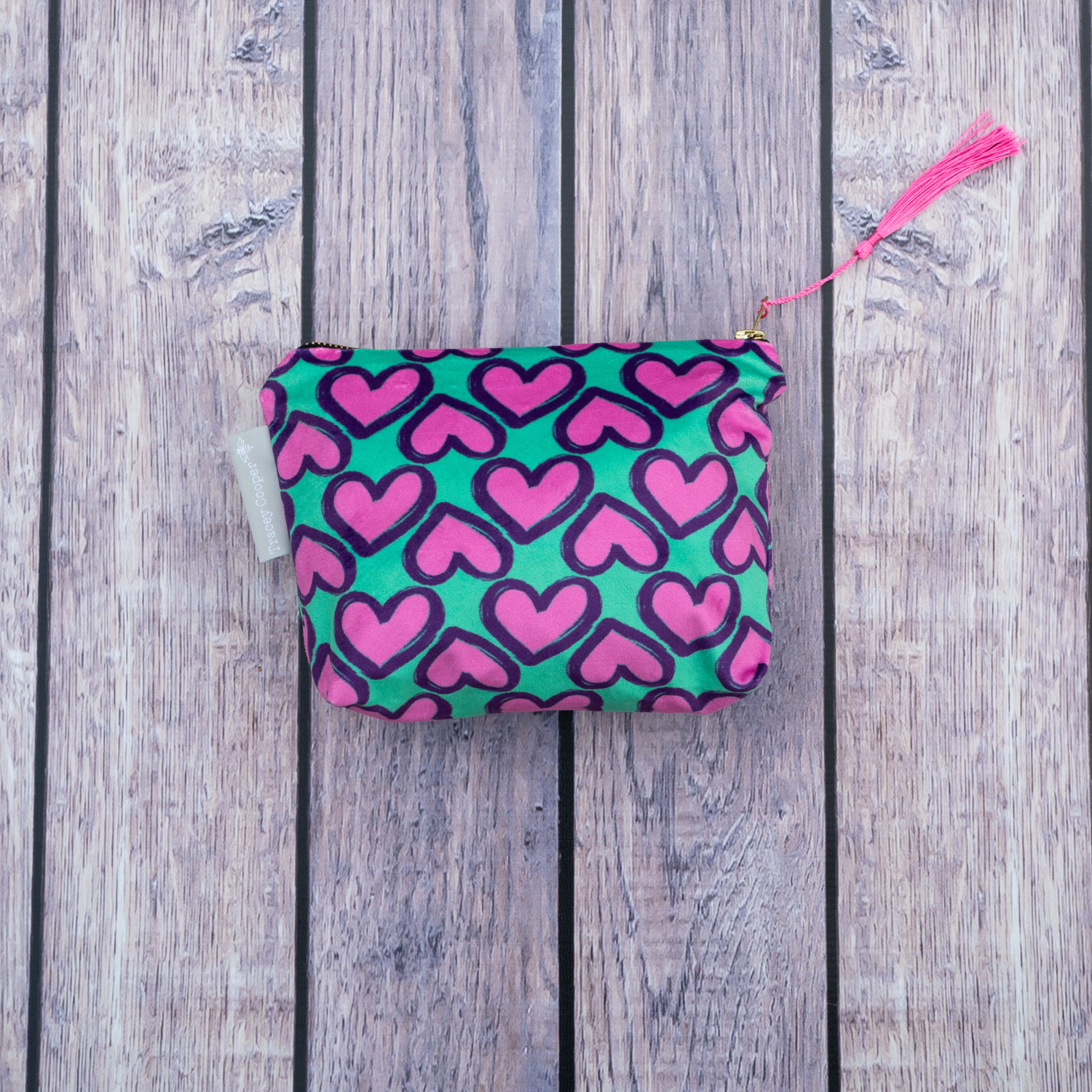 Green Heart Make Up Bag