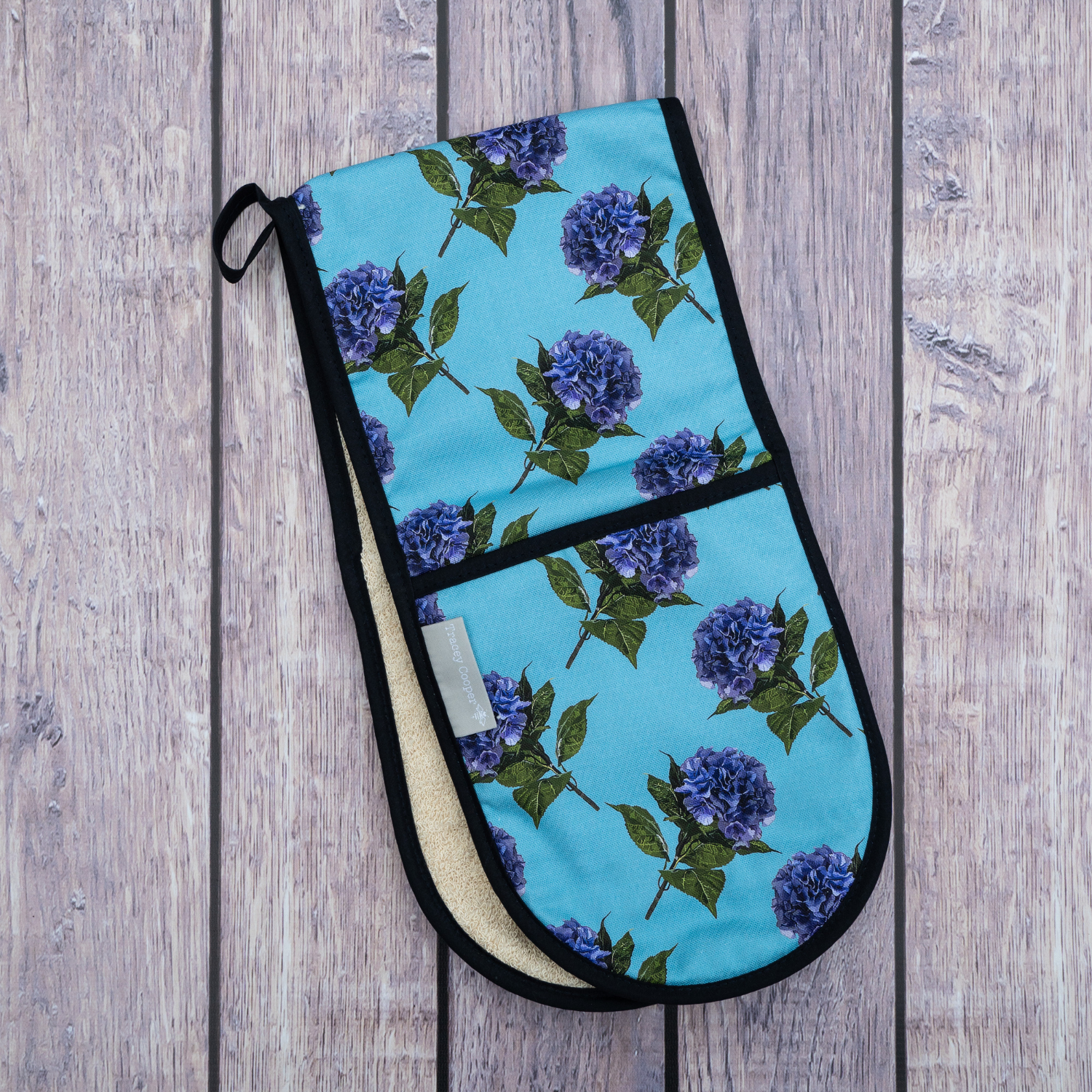 Hydrangea Double Oven Gloves | Tracey Cooper
