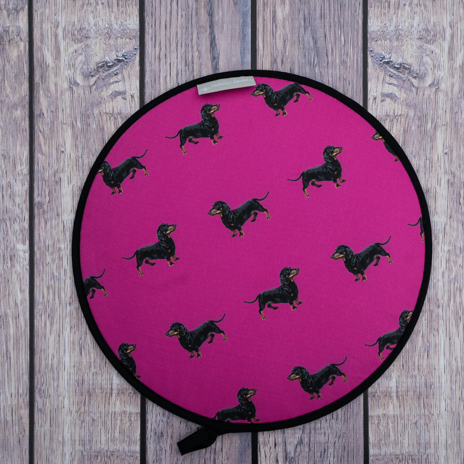 Sausage Dog Aga Hob Cover in Pink