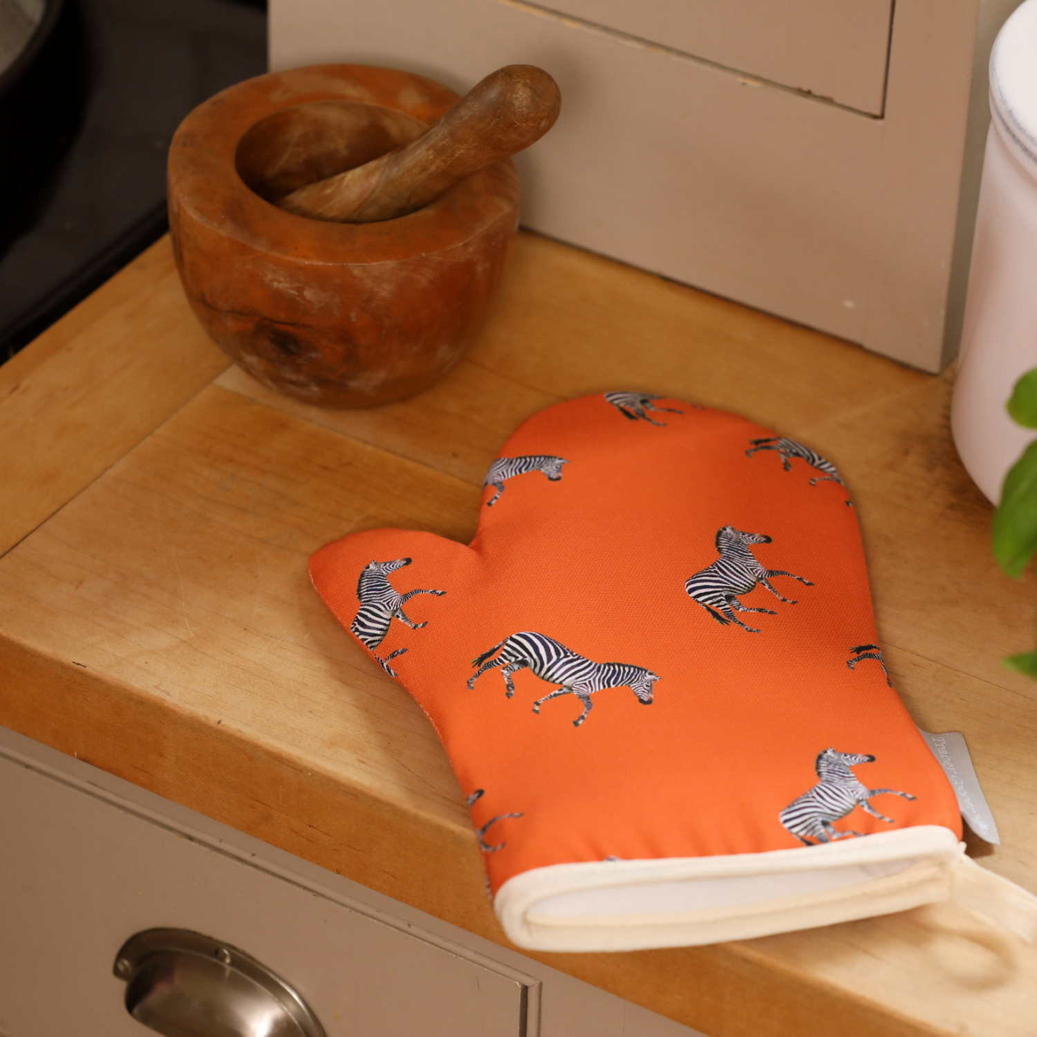 Zebra Oven Mitt in orange