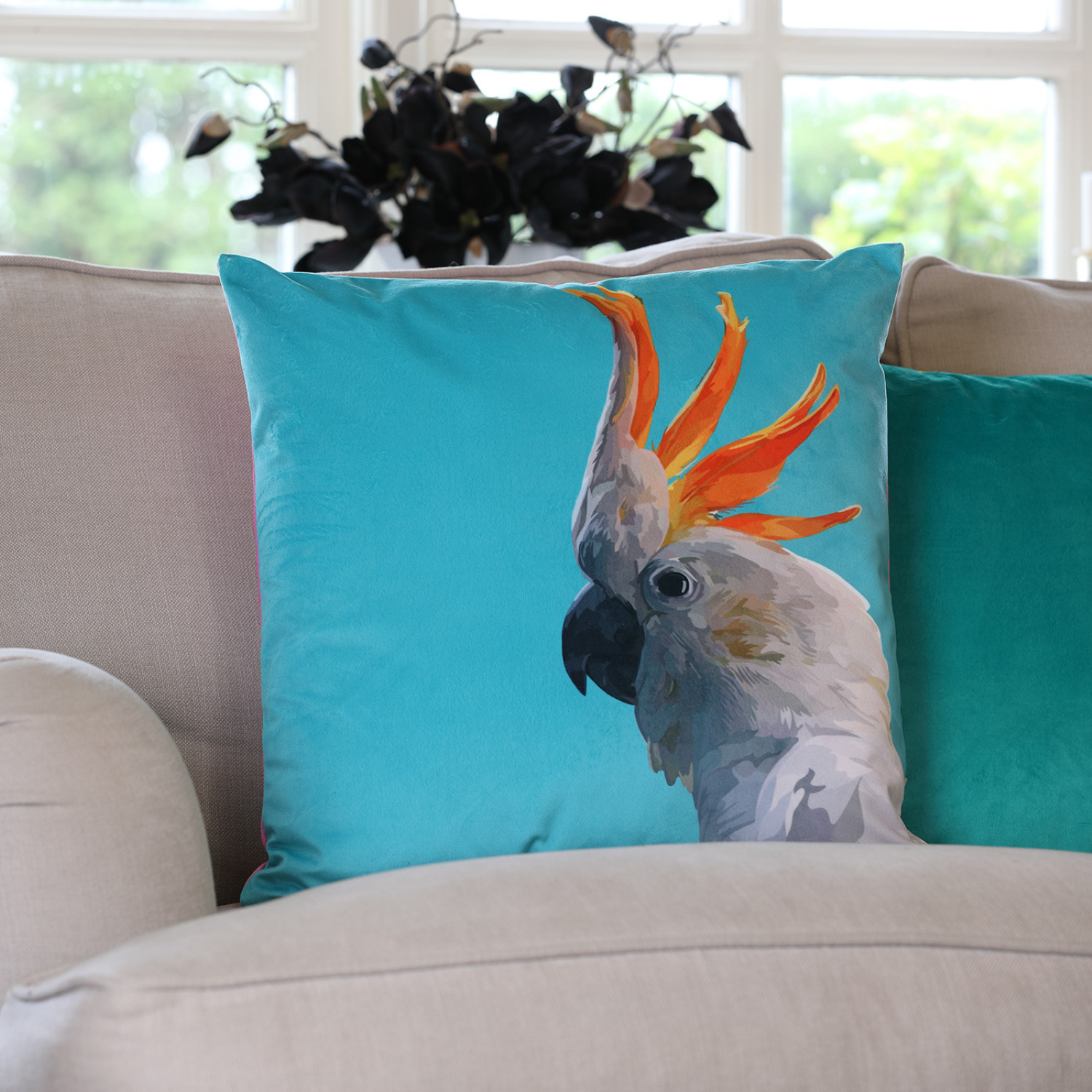 Cockatoo Velvet Cushion