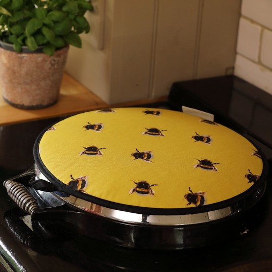Hand-illustrated bee hob cover designed for Aga cookers by Tracey Cooper