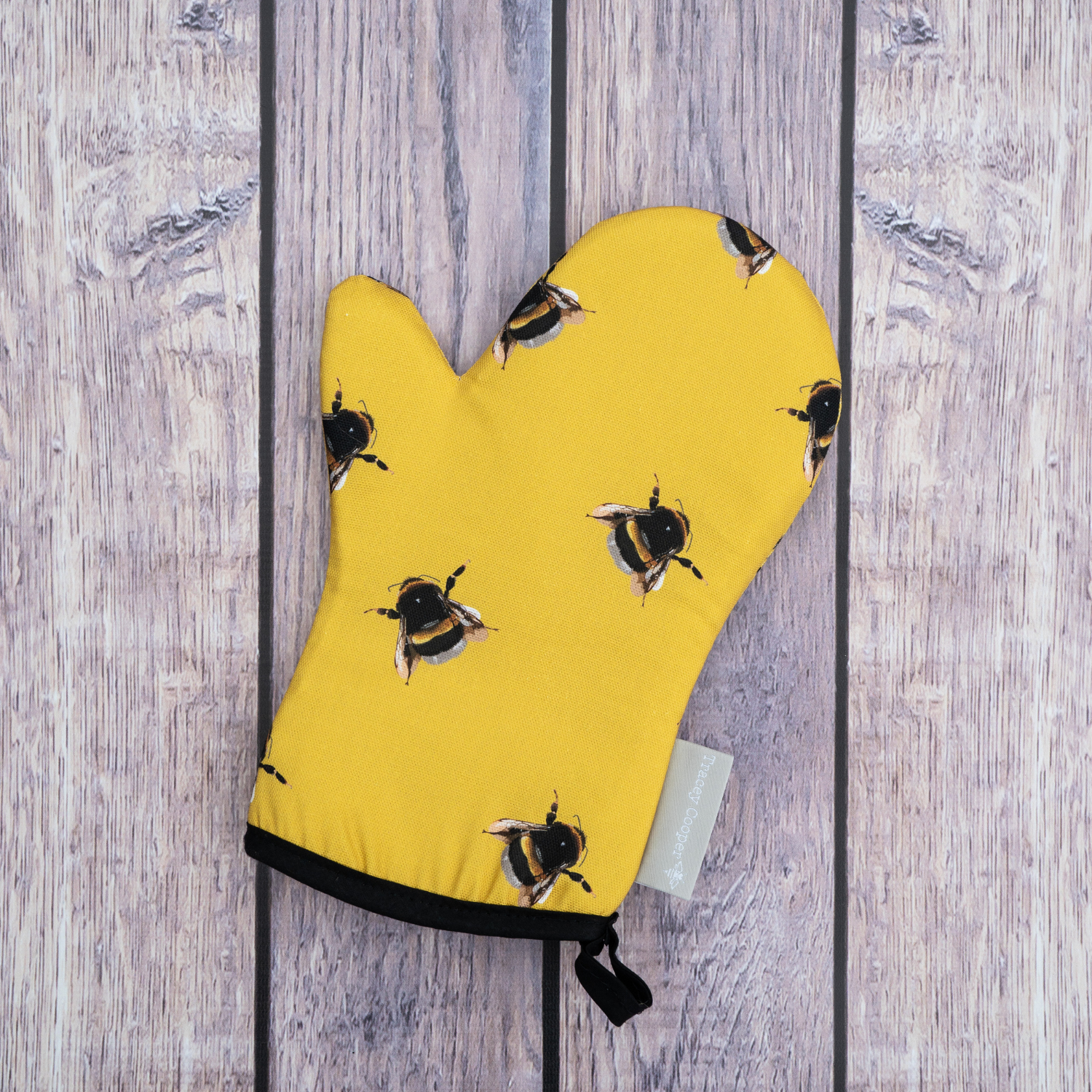 Hand illustrated bee kitchen oven glove
