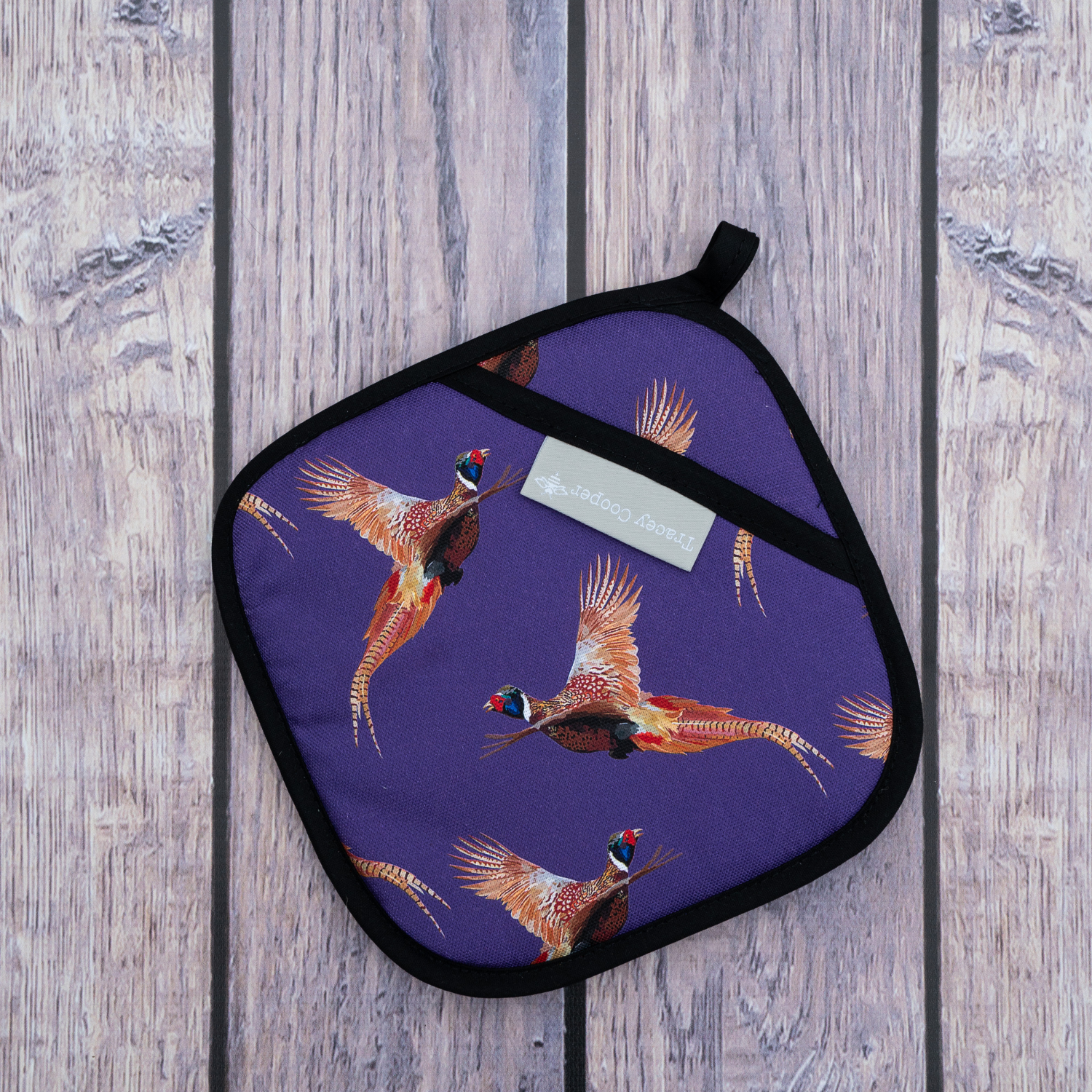 Hand illustrated pheasant pot grab purple background