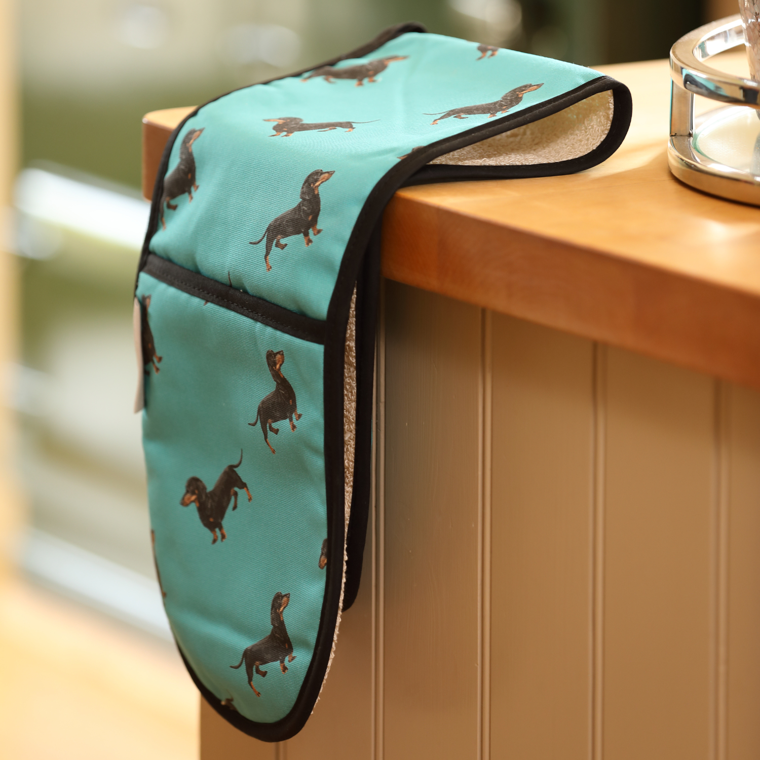 Sausage Dog Double Oven Glove (Teal)