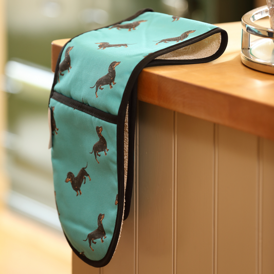 Sausage Dog Double Oven Glove (Teal) | Tracey Cooper