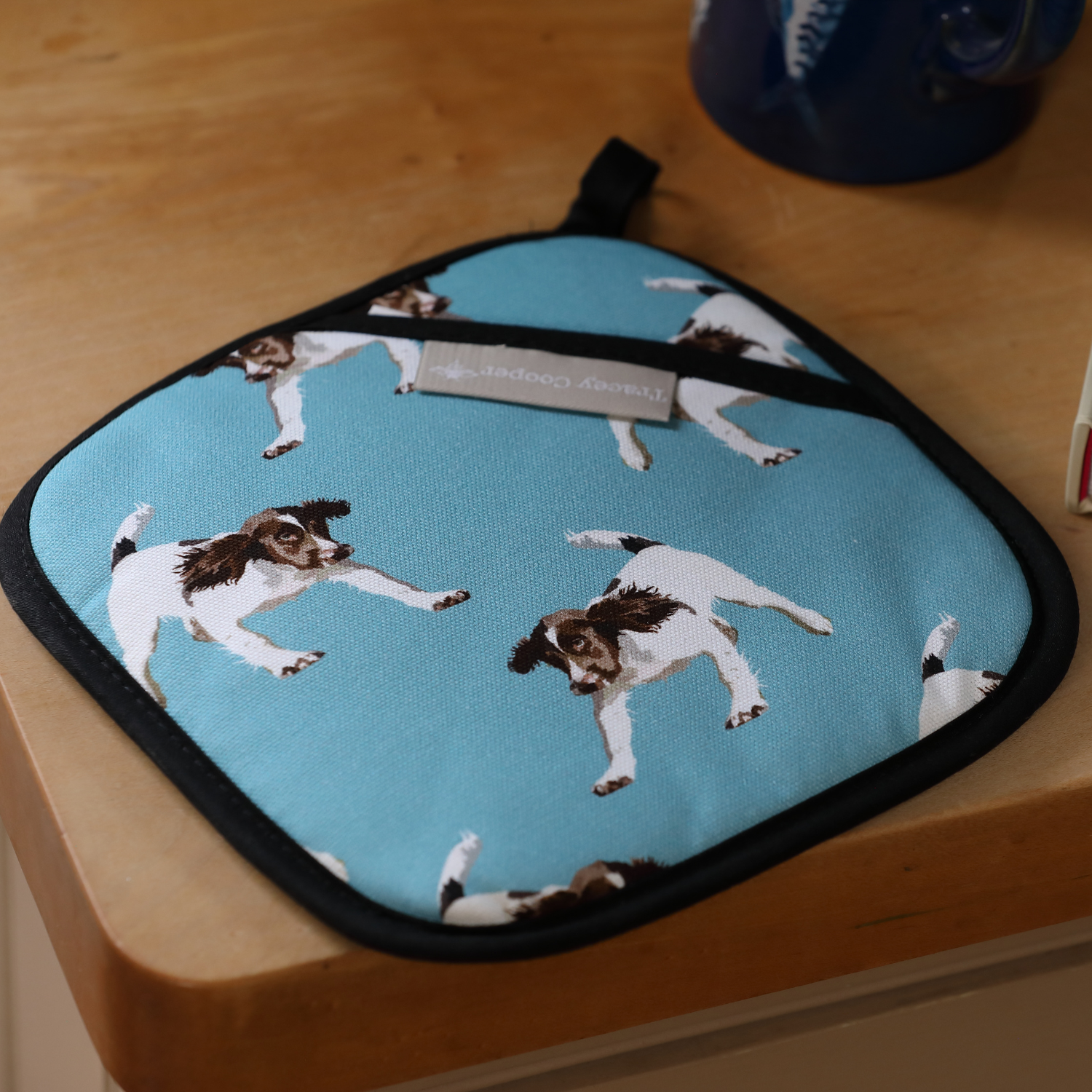 Springer spaniel pot grab British made kitchen linen